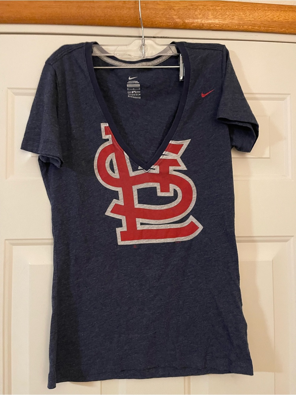 Nike St. Louis Cardinals MLB Baseball V-Neck Short Sleeve Shirt, Blue, M